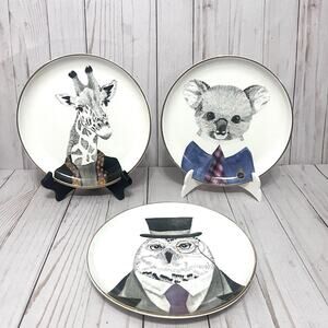 Pier 1 Book Club Collection Fine China Salad Plates set of 3 Different Prints